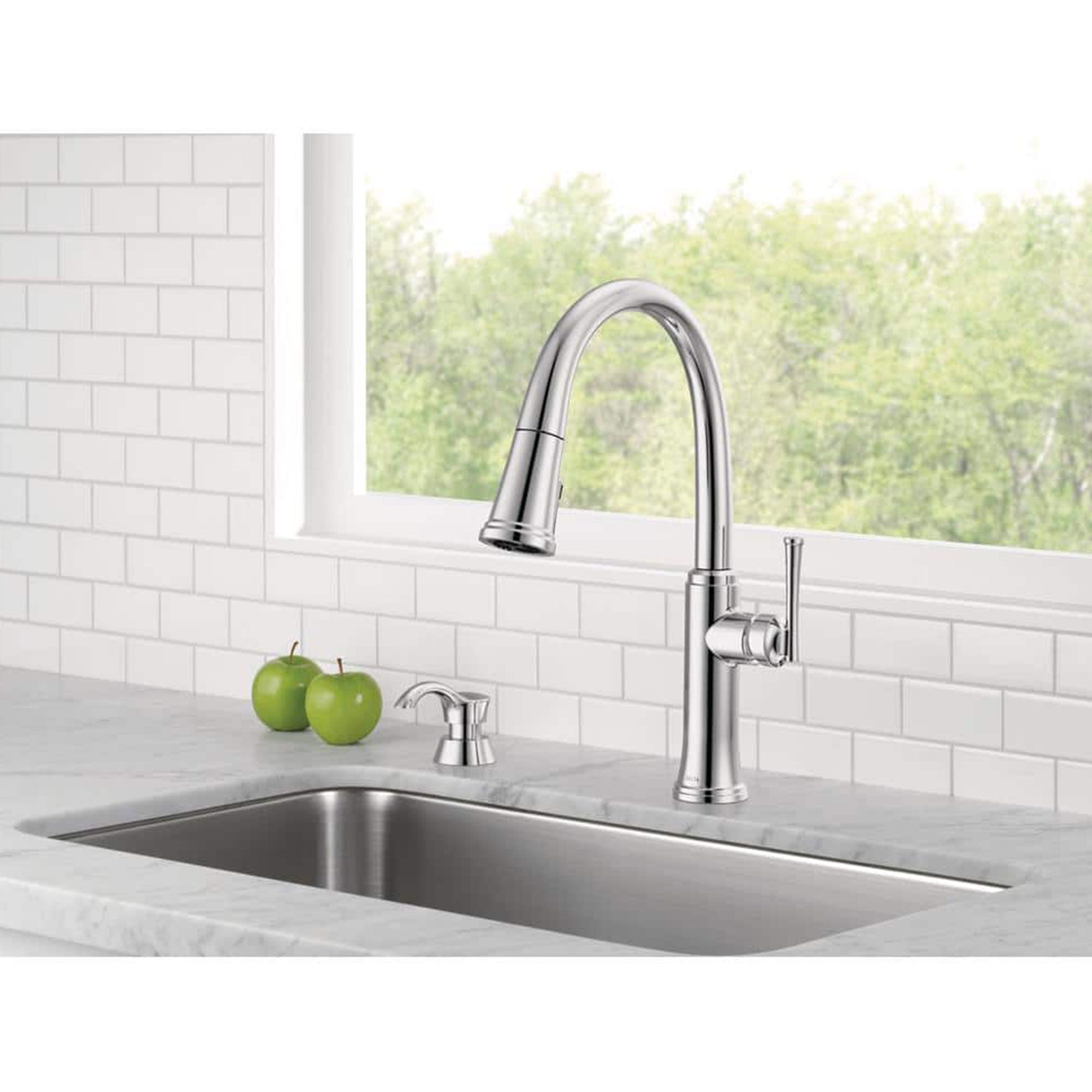 Eldridge Single-Handle Pull Down Sprayer Kitchen Faucet with ShieldSpray Technology in Polished Chrome