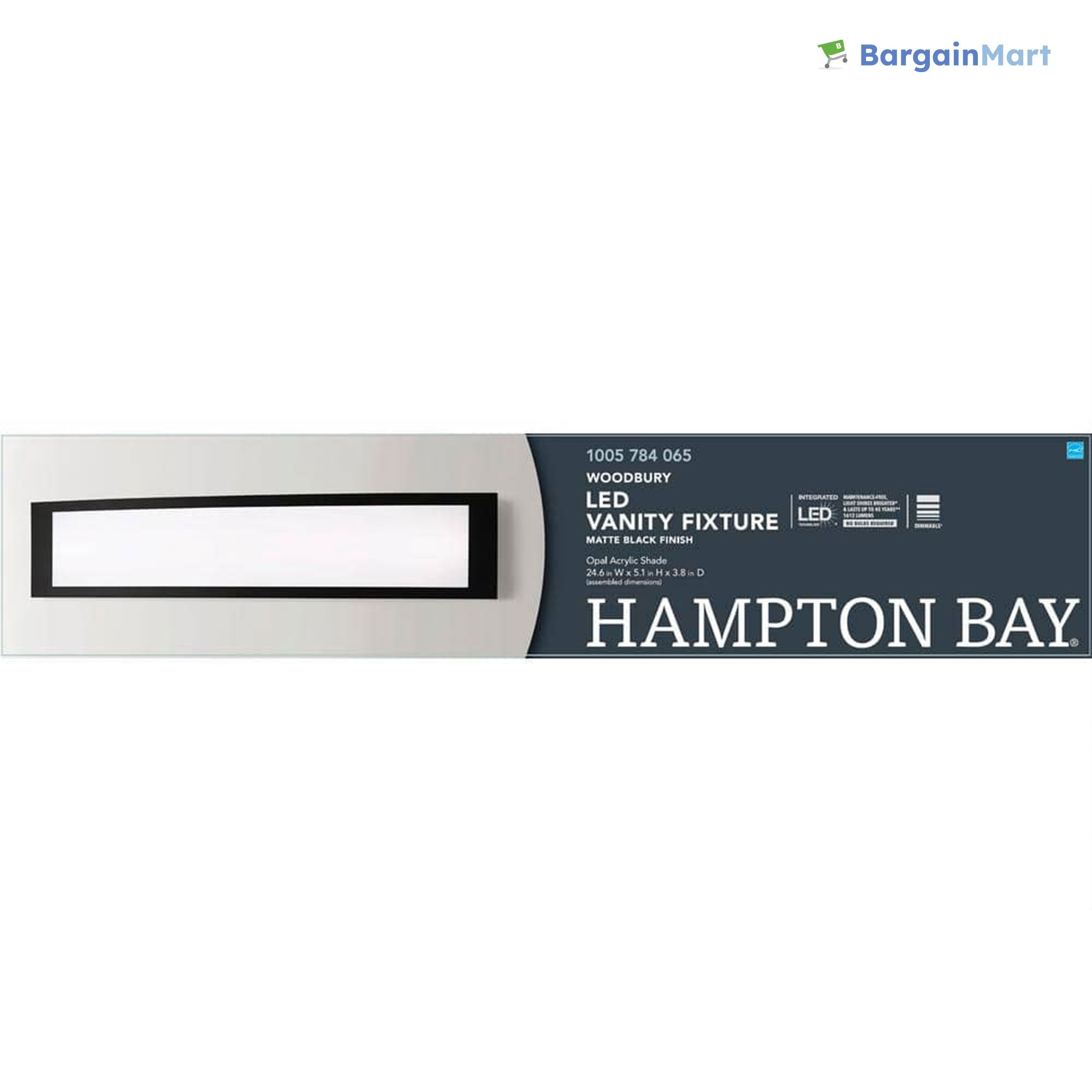 Hampton Bay Woodbury 24.5 in. Matte Black LED Vanity Light Bar