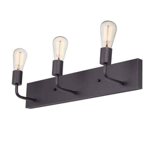 Holden 3-Light Matte Black Vanity Light and Bath Set (5-Piece)